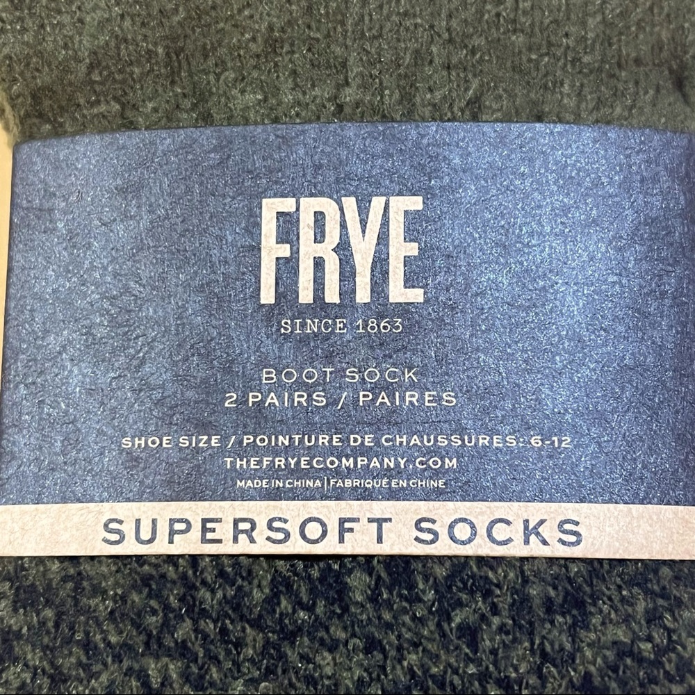 Frye Men's Boot Socks Olive Green & Black 2-Pairs Size 6-12 - Picture 5 of 6